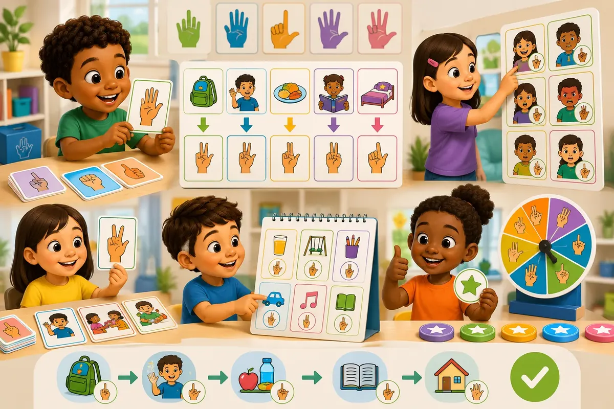 Criança lendo livro mágico com personagens de Mundo Tátil